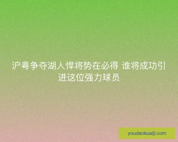 沪粤争夺湖人悍将势在必得 谁将成功引进这位强力球员