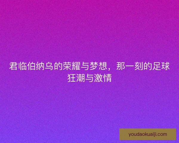 君临伯纳乌的荣耀与梦想，那一刻的足球狂潮与激情