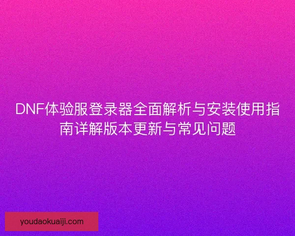 DNF体验服登录器全面解析与安装使用指南详解版本更新与常见问题